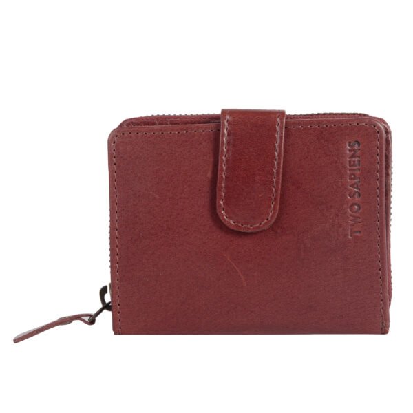 Premium Maroon leather trifold wallet with ID window and multiple card slots