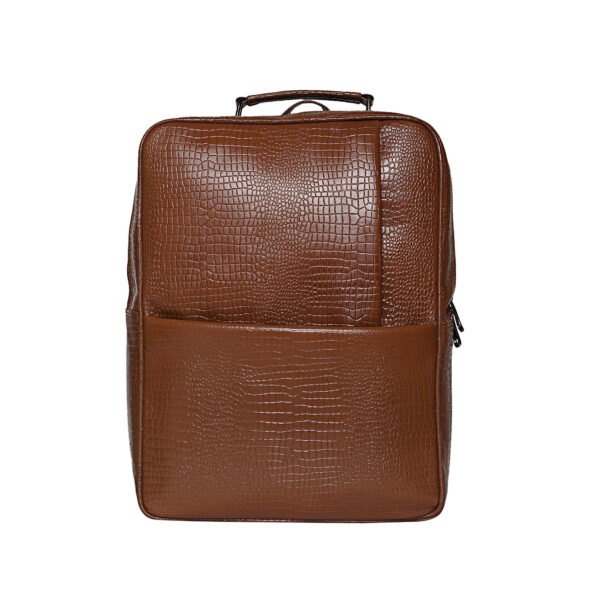 Two Sapiens brown croco leather unisex backpack – handcrafted premium bag